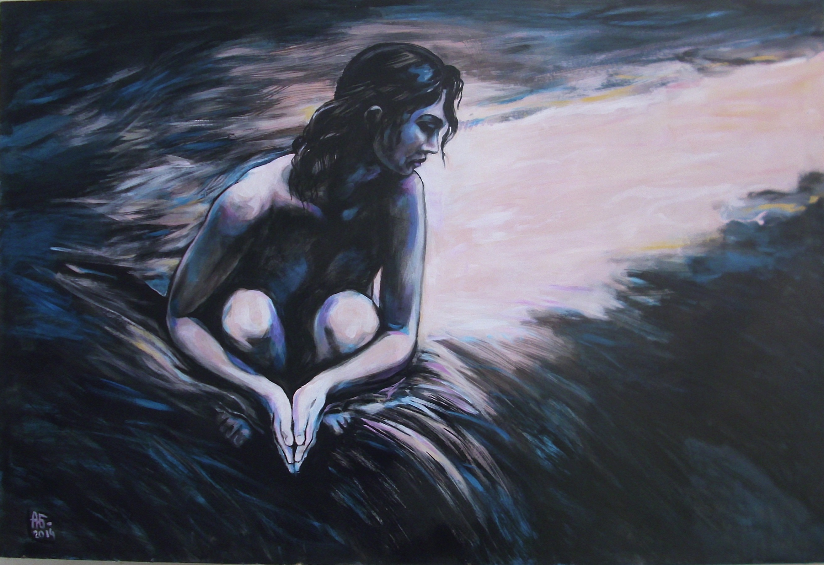 Ragazza sulla cascata.